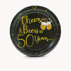 Golden Birthday Theme Party 10 Pcs Paper Dessert Plates Cheers To Tableware