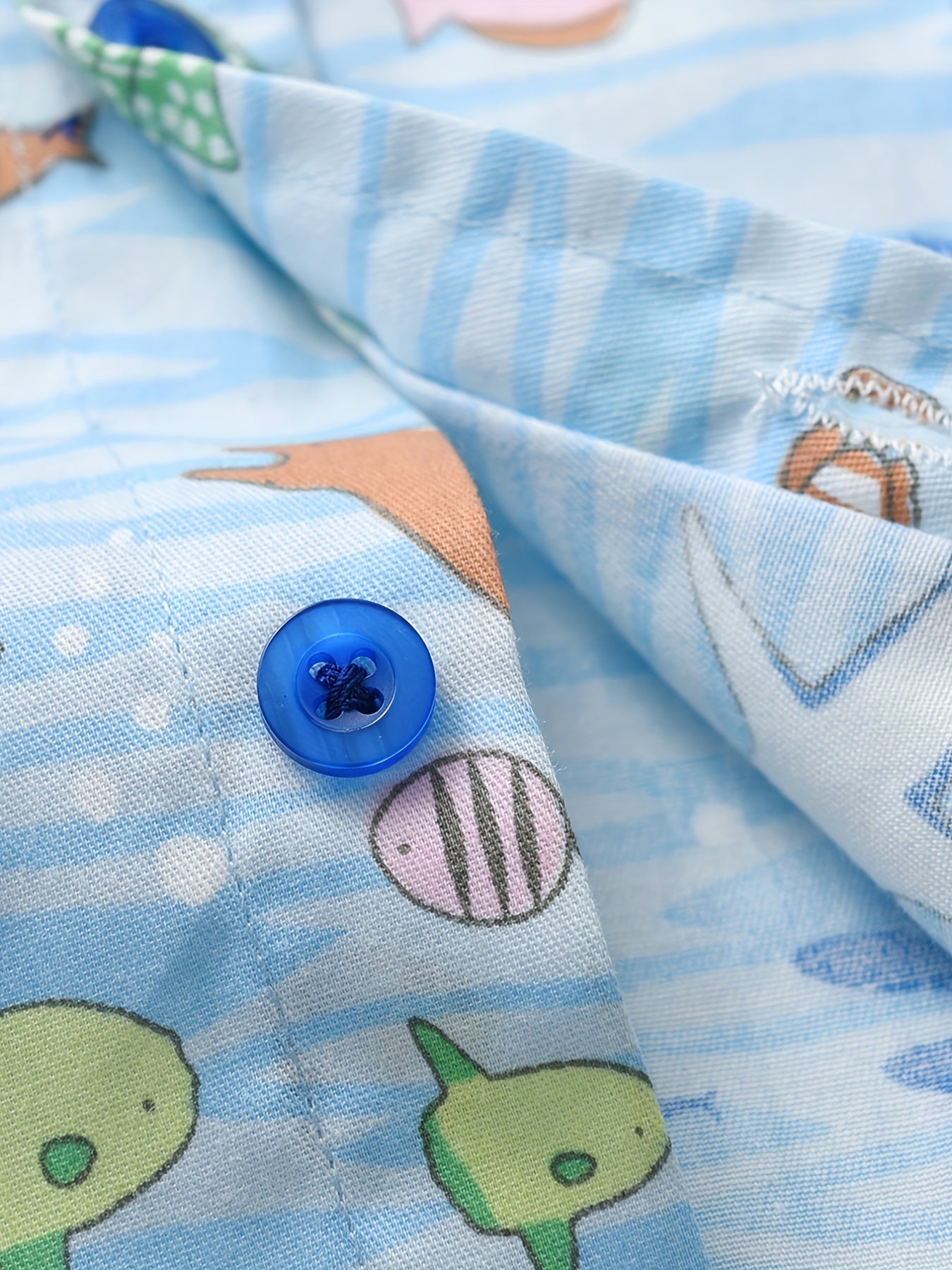 Shark and Fish Print Boys Casual Lapel Shirt