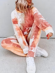 Women's Plus Tie Dye Long Sleeve Top & Pants Set