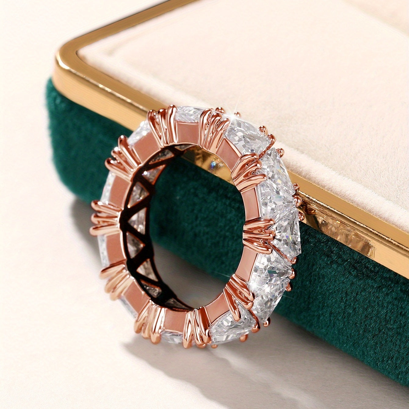 Triangle Zircon Ring 18k Plated Promise Ring for Female