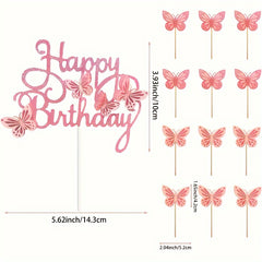 3D Butterfly Cake Topper Set for DIY Birthday & Wedding Cupcakes