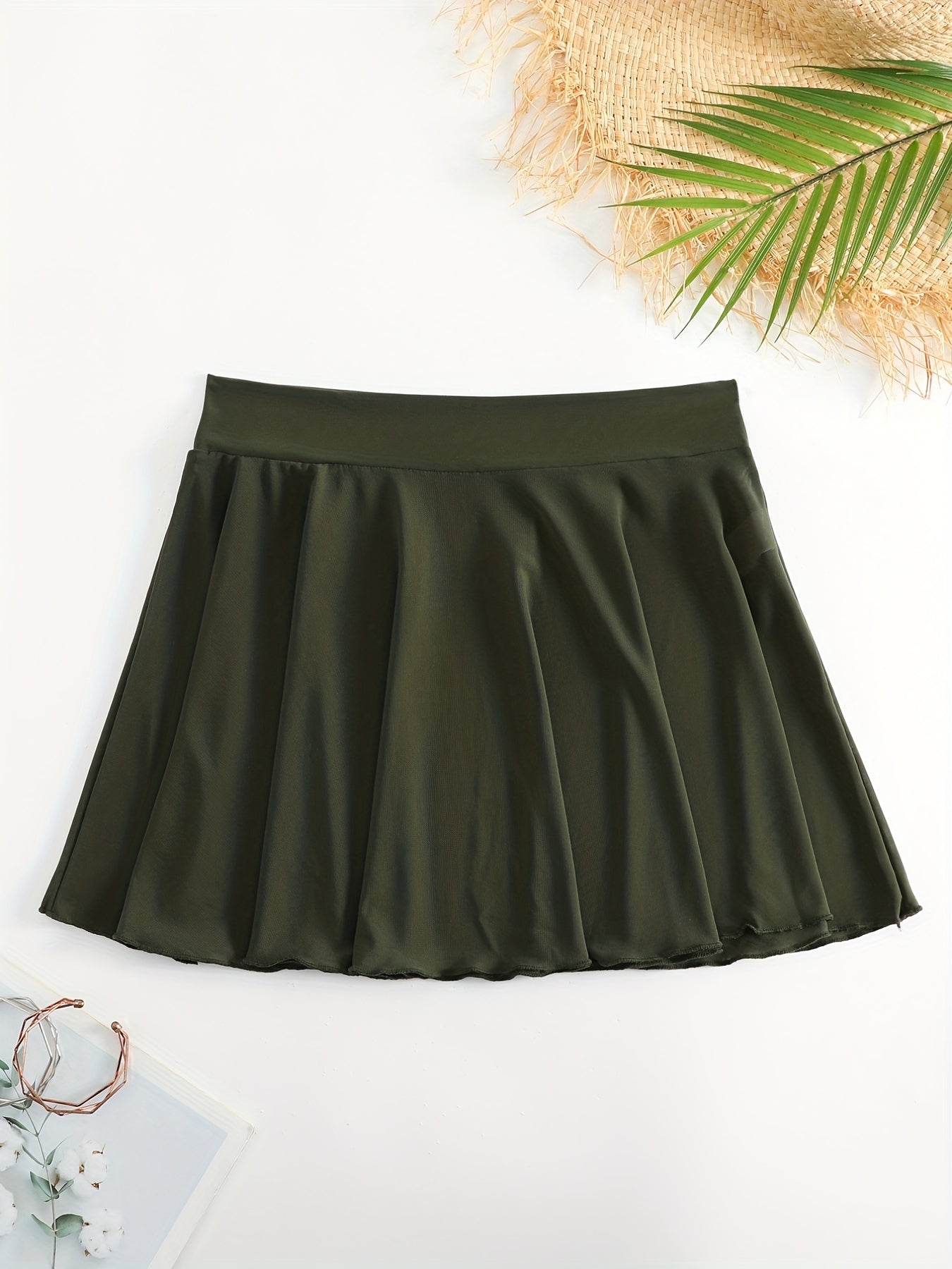 High Stretch Mesh Cover Up Skirt Solid Semi Sheer Beachwear Women's S