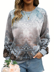 Allover Print Long Sleeve Crew Neck Sweatshirt