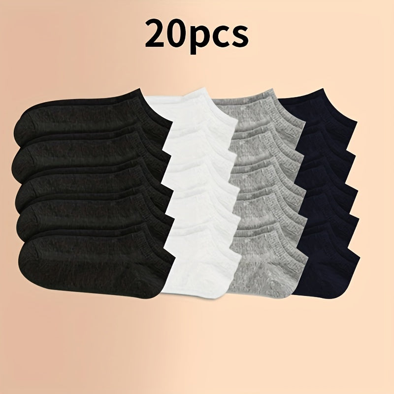 20 40 Pairs Solid Ankle Socks Soft & Lightweight Women's Stockings