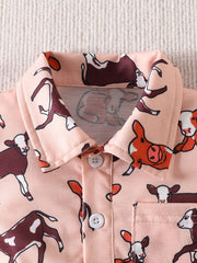Boys Cow Cartoon Polo Shirt Summer Kids Clothes