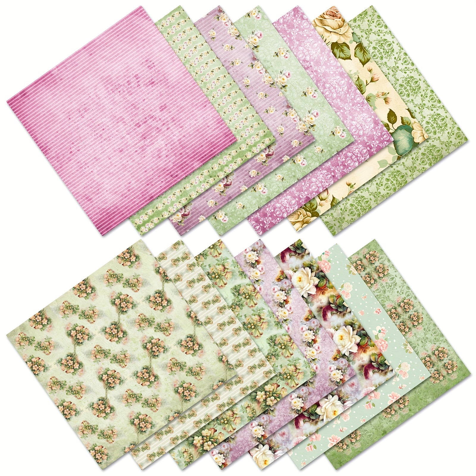12pcs Flower Series Brochure Paper for DIY Photo Album Scrapbook Art Card