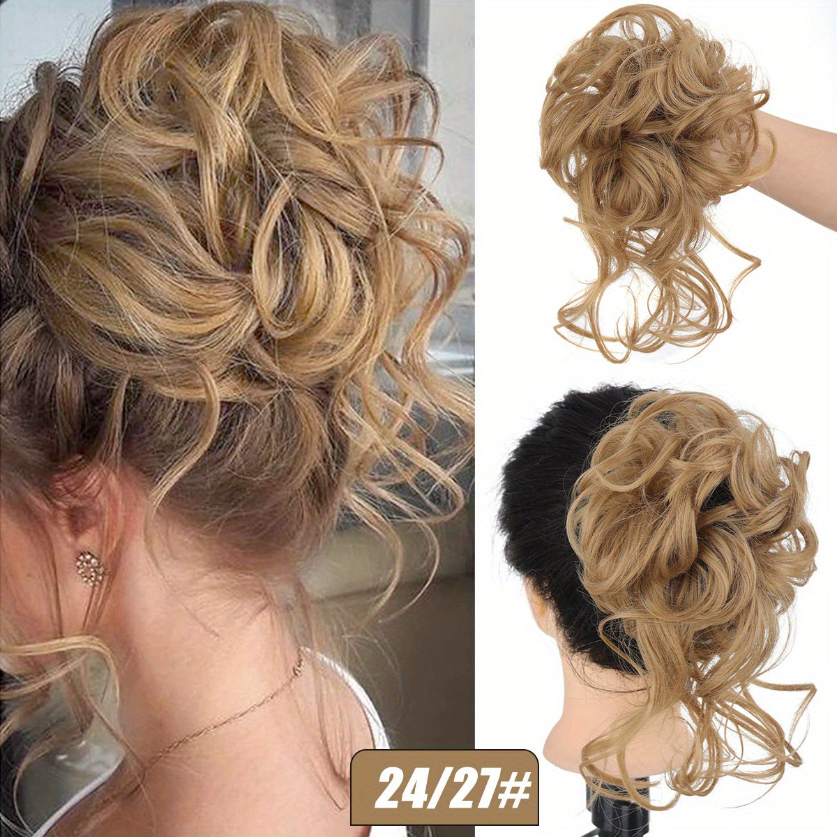Women's Curly Hair Bun Chignon for Wedding Daily Use