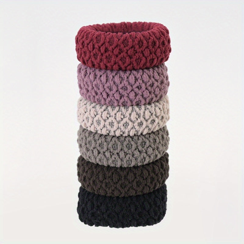 6pcs Thick Seamless Hair Ties Wide Elastic Ponytail Holder Scrunc