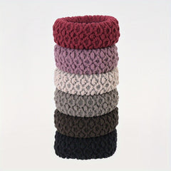 6pcs Thick Seamless Hair Ties Wide Elastic Ponytail Holder Scrunc