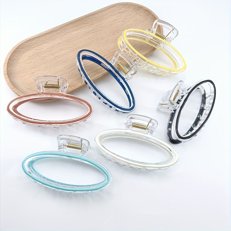 Transparent Oval Hair Claw Enamel Plastic Hair Accessories