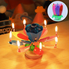 Lotus Flower Music Birthday Candle Kids Creative Rotating Flowers Singing