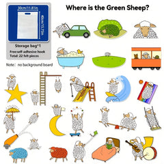 Green Sheep Felt Toy Apron Set with Storytelling Tool