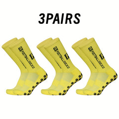 3 Pairs Breathable Soccer Socks, Letter Pattern, Non-slip, Mid-calf