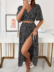 Floral Print Two Piece Set: Crop Top & Maxi Skirt
