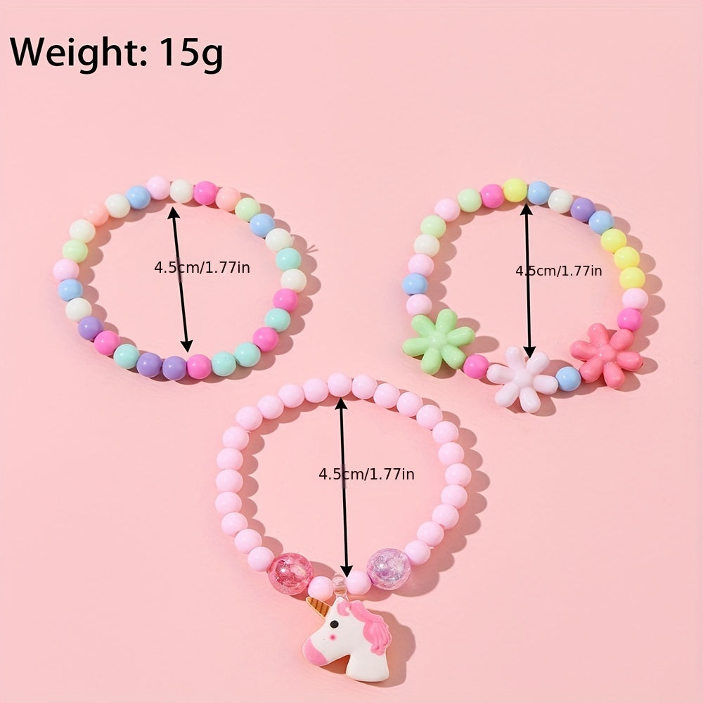 Cartoon Unicorn Kids Watch Set with Silicone Strap