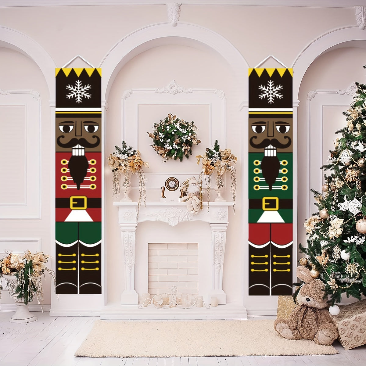 Life Size Nutcracker Outdoor Xmas Decor Soldier Model Banners