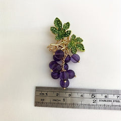 Grape Brooches Rhinestone Purple Fruits Office Pins