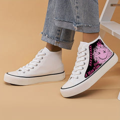 Graffiti Print Lightweight High Top Canvas Sneakers