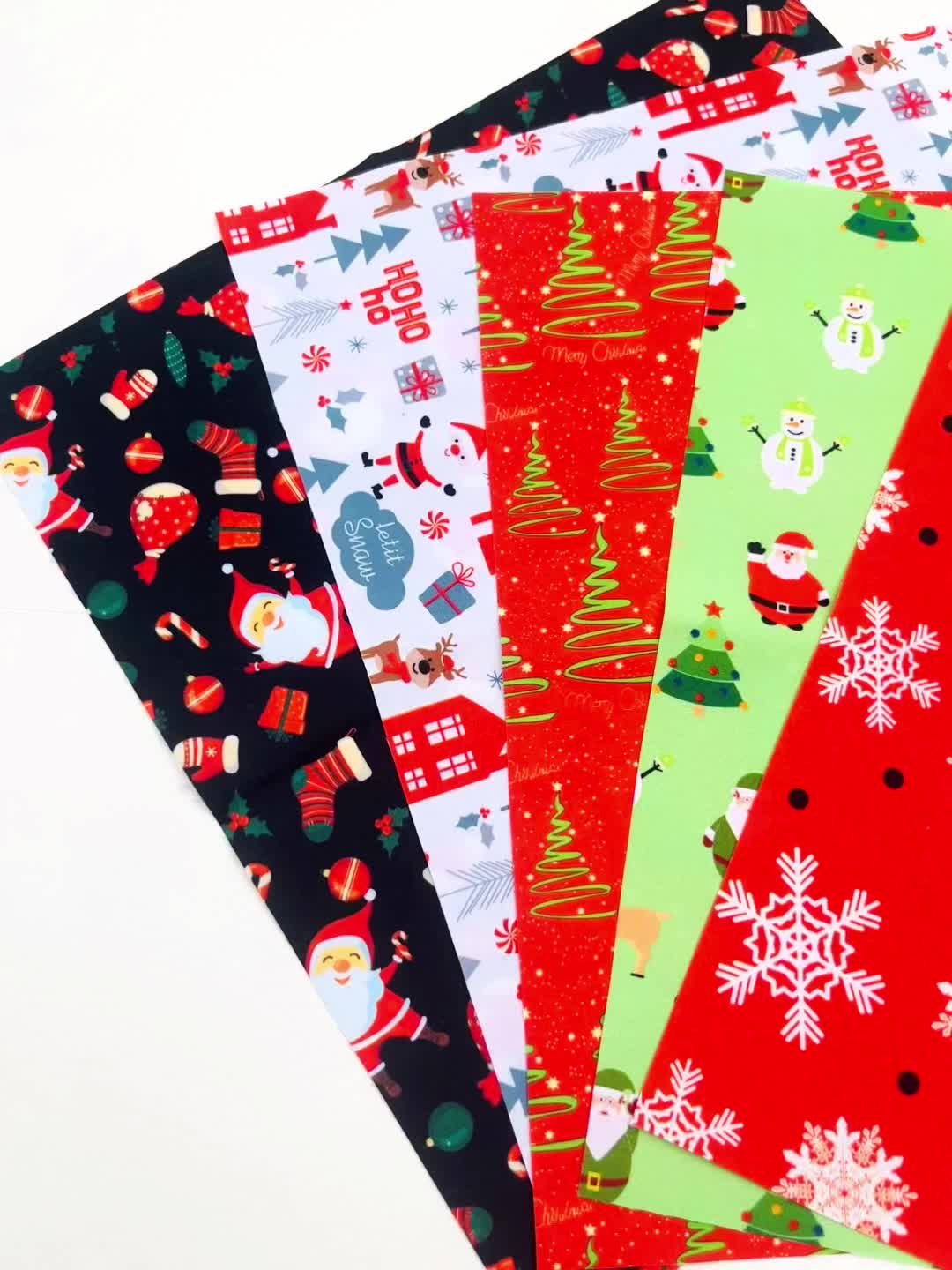 5pcs Christmas Theme Fabric Fat Quarter For DIY Crafting Sewing Supplies