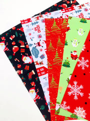 5pcs Christmas Theme Fabric Fat Quarter For DIY Crafting Sewing Supplies