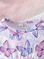 Sweet & Baby Girls Butterfly Print Mesh Dress