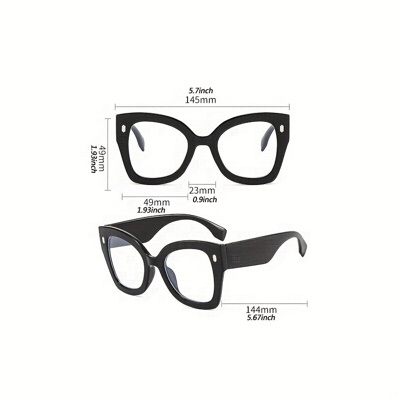 Light Blocking Glasses Large Cat Eye Clear Lens Anti Eyestrain