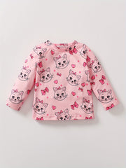 Girls Cat Bow Heart Graphic Sweatshirt Kids Long Sleeve T shirt