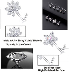 Stainless Steel Nose Ring Stud Flower Snowflake Butterfly Nose Piercing