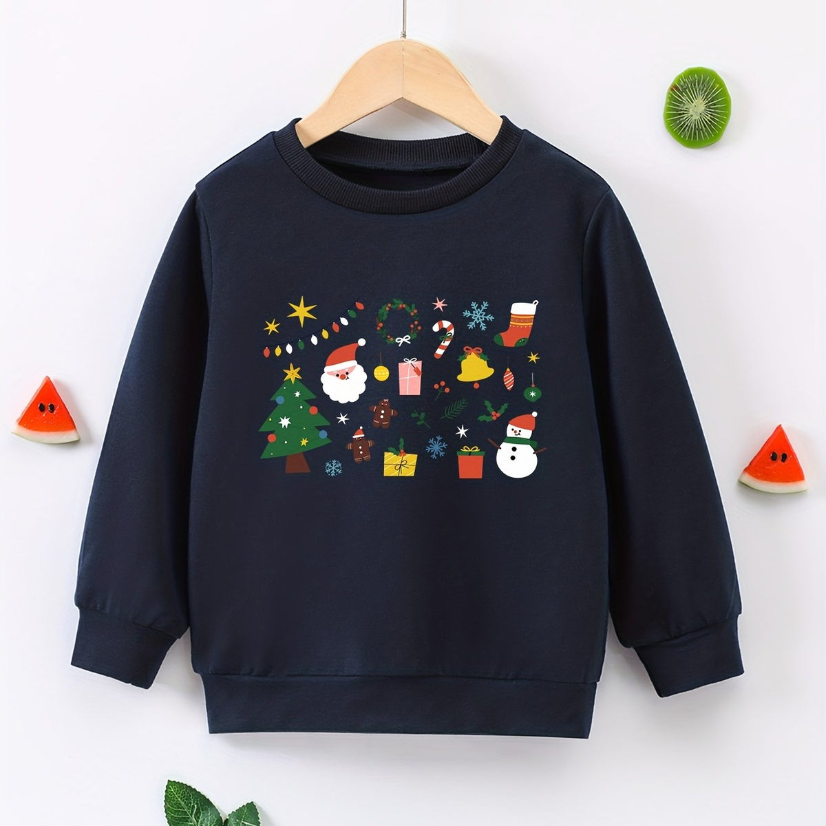 Christmas Stickers Boys Sweatshirt Long Sleeve Pullover