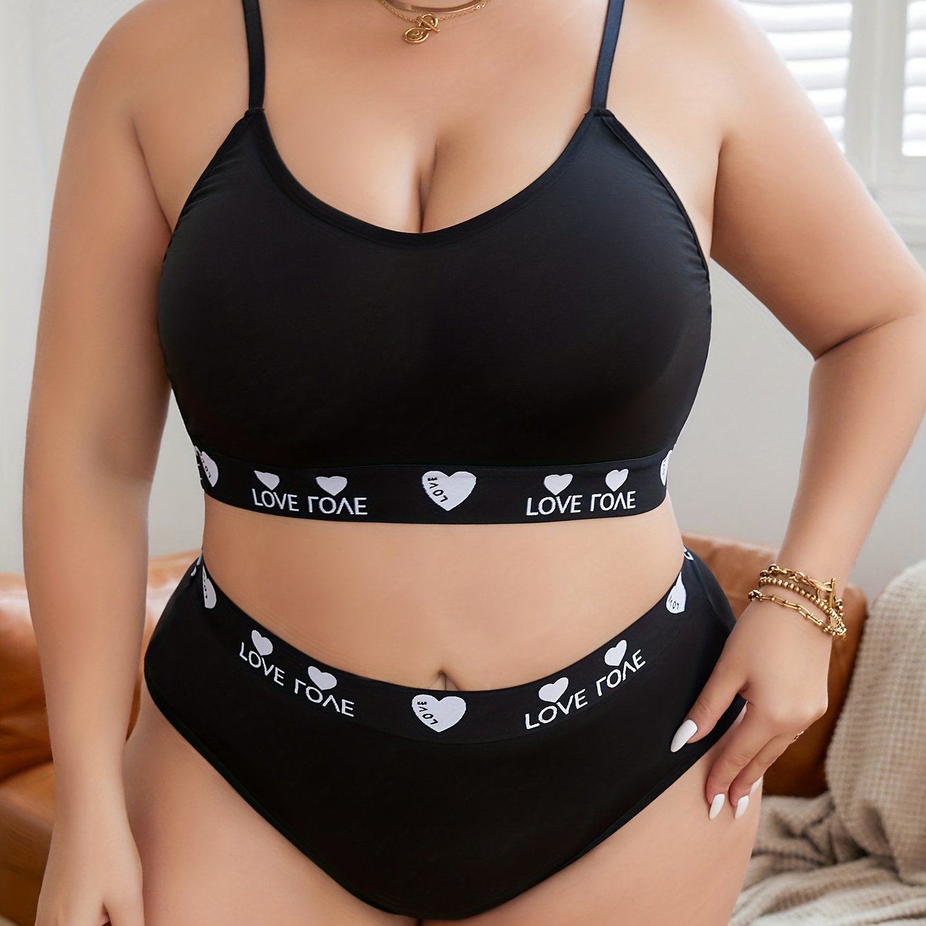  Sports Lingerie Set Women's Plus Full Cover Bra & Panty Two Piece Set