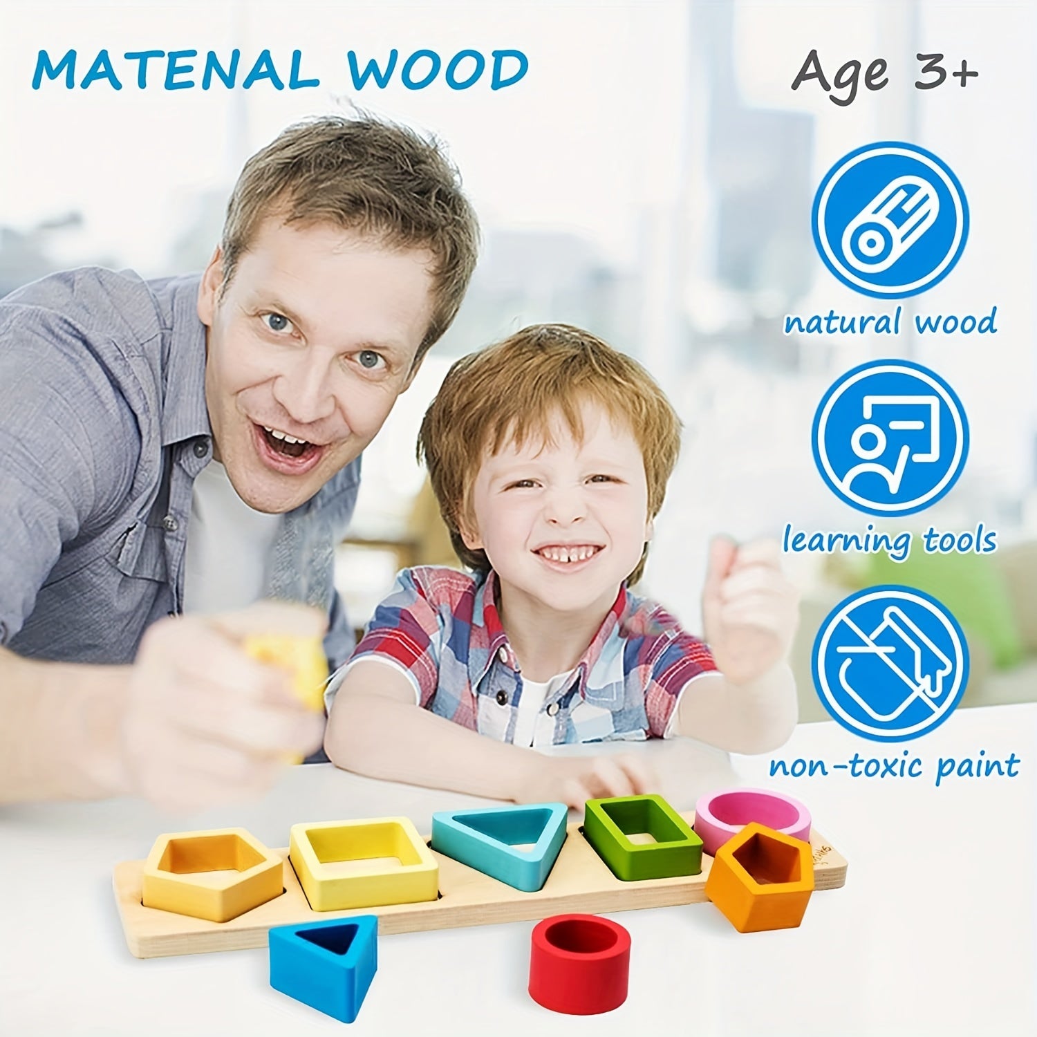 Montessori Wooden Sorting & Stacking Toy - Toddler Shape Sorting Gift