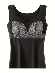 4pcs Floral Print Tank Tops Seamless Lace Top Women's Lingerie