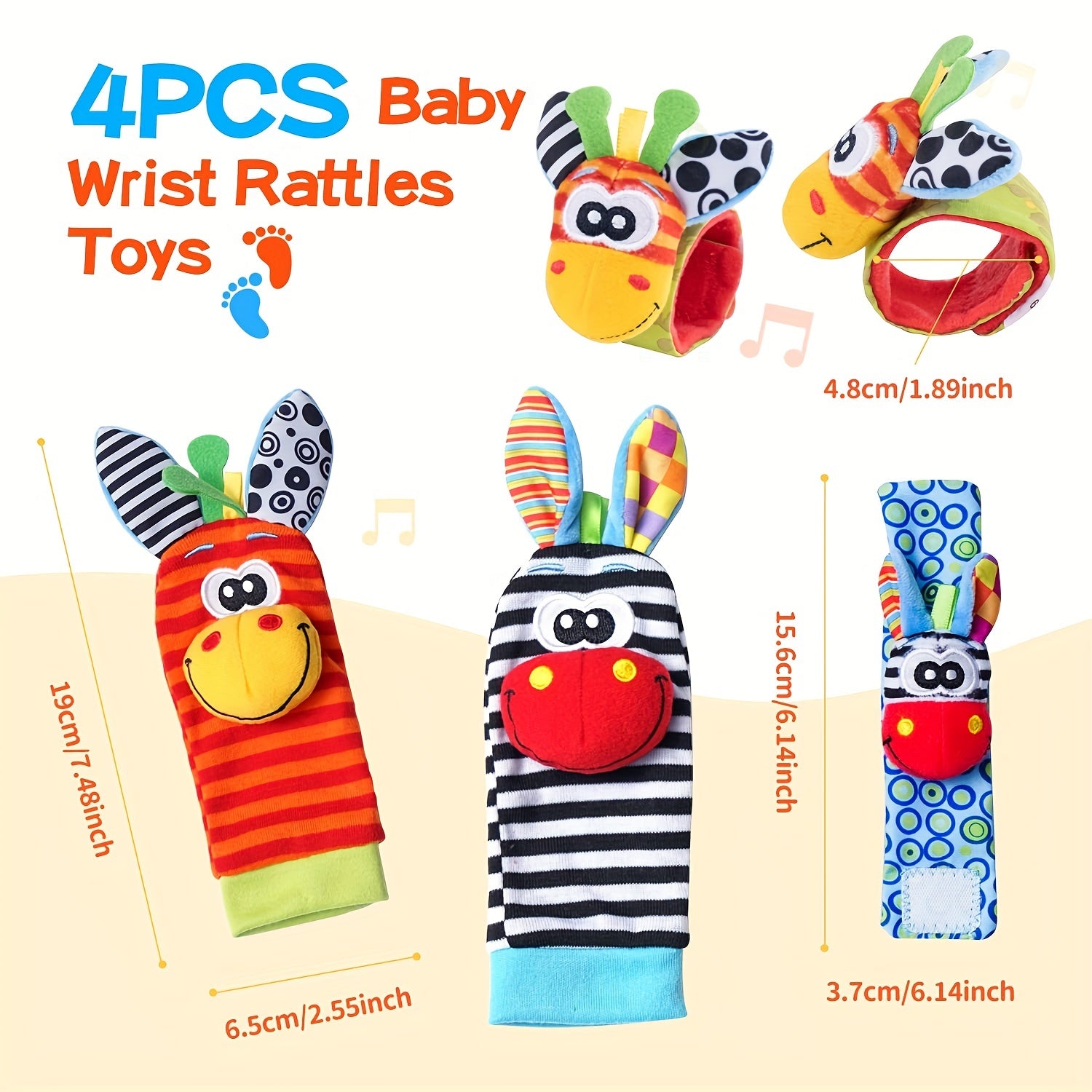 4pcs Baby Wrist Rattles Foot Finder Toys Set