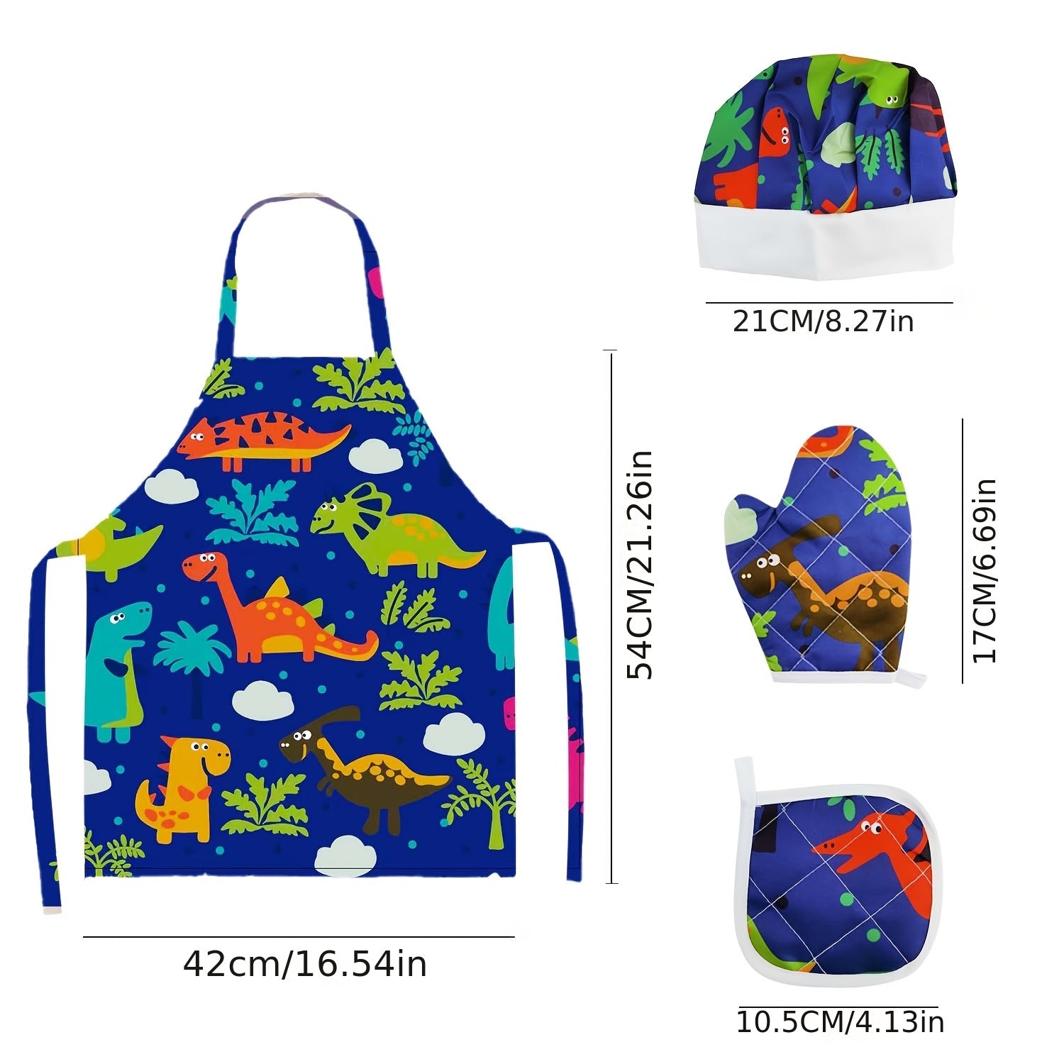 11pc Kids Kitchen Playset w/ Aprons & Baking Tools Dino/Fruit Design
