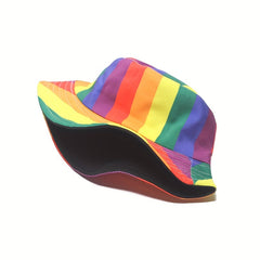 Y2K Rainbow Striped Bucket Hat Gay Pride Fisherman Hat