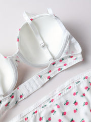 Floral Print Push Up Bra & Panties Set