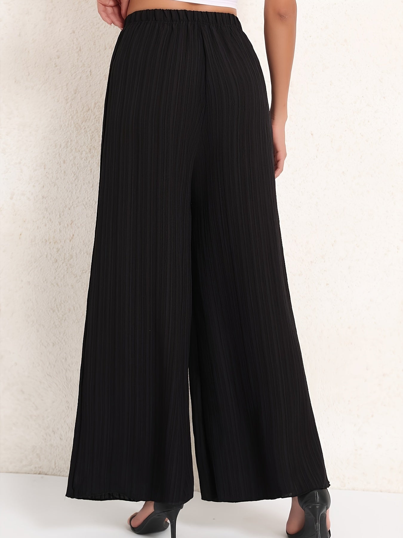  Ribbed High Rise Wide Leg Trousers