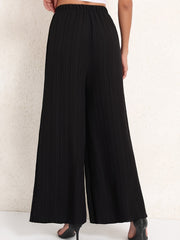  Ribbed High Rise Wide Leg Trousers