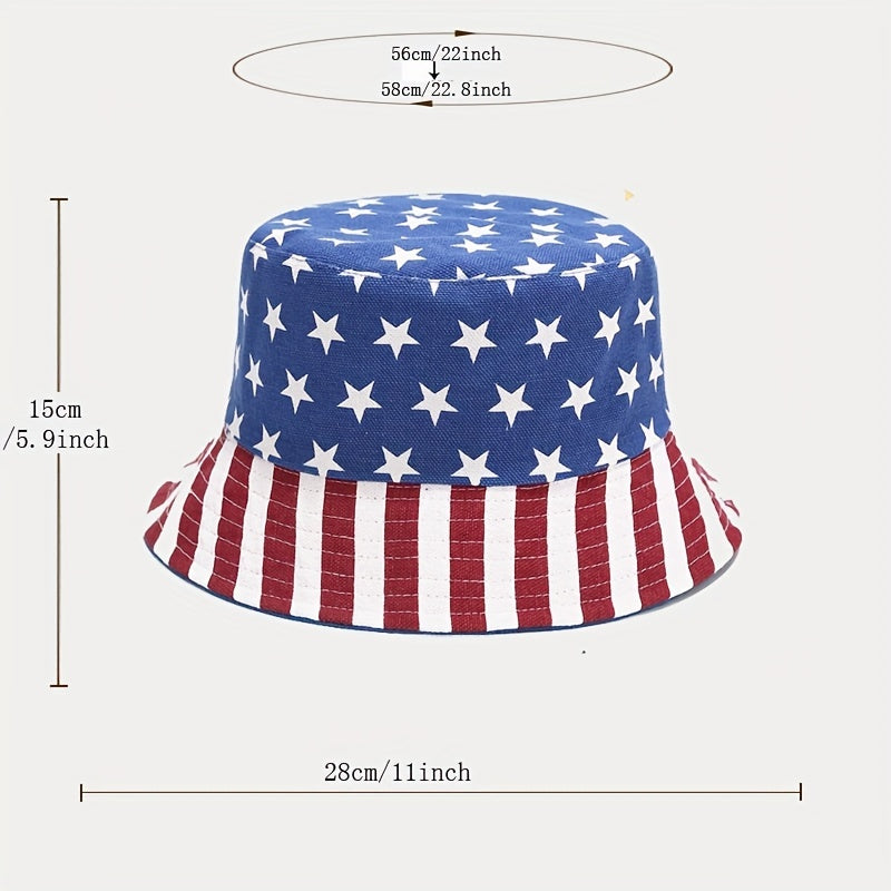 American Flag Reversible Bucket Hat Lightweight Sunscreen Beach Hat