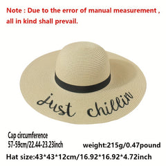 Embroidered Wide Brim Sun Hat for Summer Sun Protection