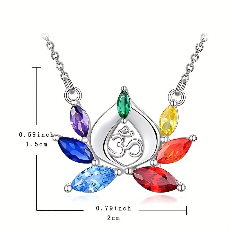 7 Chakra Lotus Pendant Yoga Chakra Healing Stone Necklace