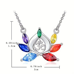 7 Chakra Lotus Pendant Yoga Chakra Healing Stone Necklace