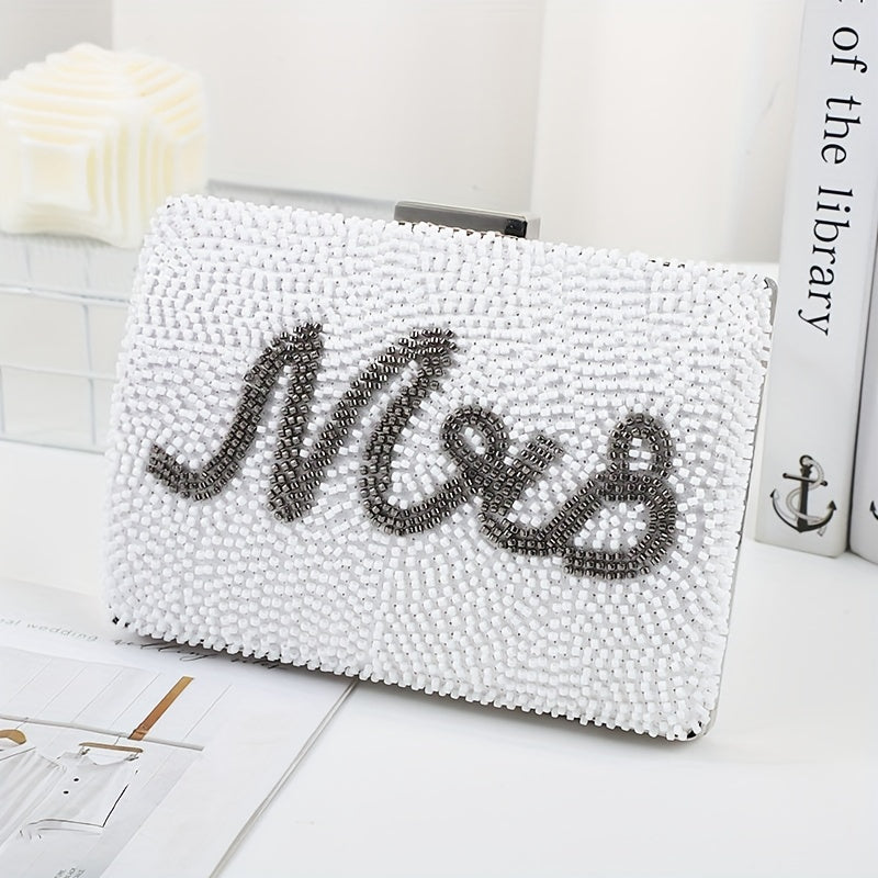 Beaded Box Evening Bag Chain Shoulder Prom Purse Women's Mini Clutch Bag