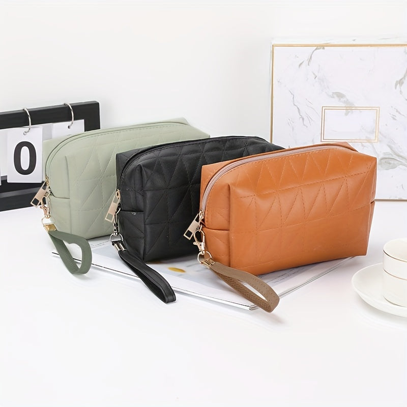 Portable PU Leather Toiletry Bag Waterproof Travel Storage