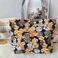 Canvas Vintage Geometric Pattern Tote Bag Large Capacity Shoulder Bag
