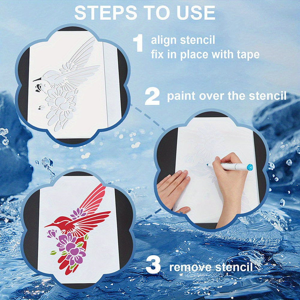 Autumn Theme Drawing Stencils with Paint Brushes