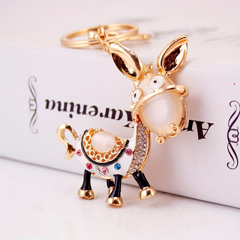 Donkey Rhinestone Keychain Animal Ornament Gift