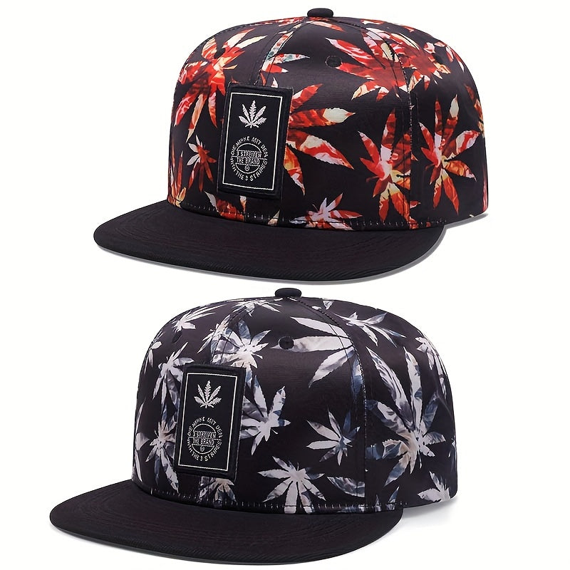 Leaf Print Hip Hop Snapback Hat Unisex Baseball Cap Lightweight