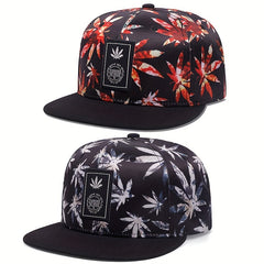 Leaf Print Hip Hop Snapback Hat Unisex Baseball Cap Lightweight