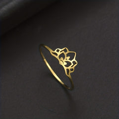 Lucky Nine Petal Lotus Ring Stainless Steel Classic Finger Ring Gift